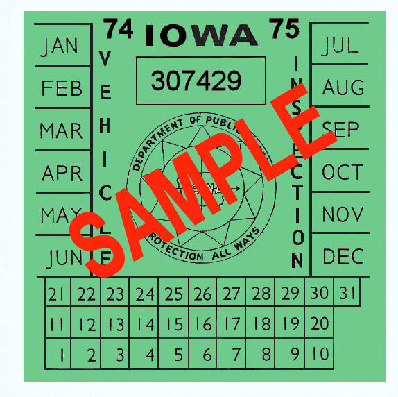 (image for) 1974-75 Iowa INSPECTION Sticker